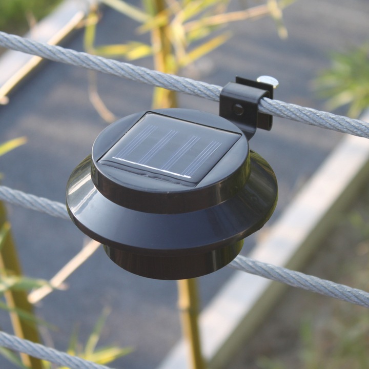 Set 6 lampi solare, 3 LED-uri, culoare neagra, dimensiune 12x6.35cm