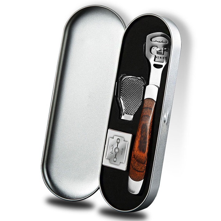 Set pile cosmetice, razatoare pentru picioare din otel inoxidabil, racleta din lemn, design ergonomic, reutilizabil