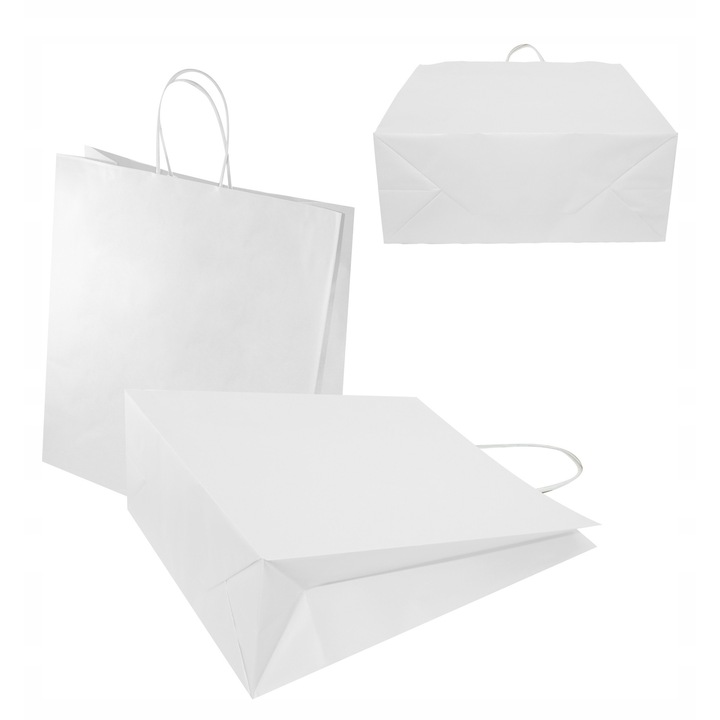 Torba de hartie premium, Allbag, 30x12x40 cm, alb, set 5 bucati