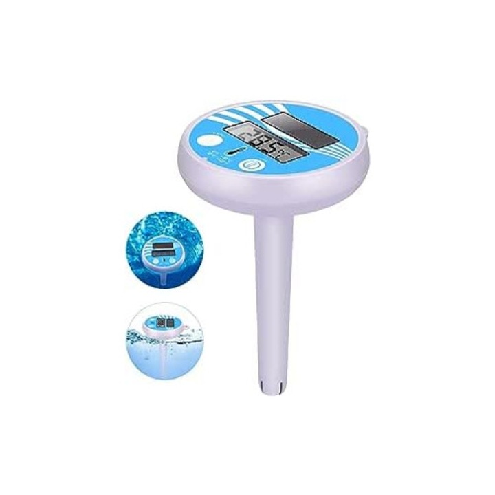 Termometru flotant solar pentru piscina, LCD, 0-50°C, plastic ABS, accesoriu piscina