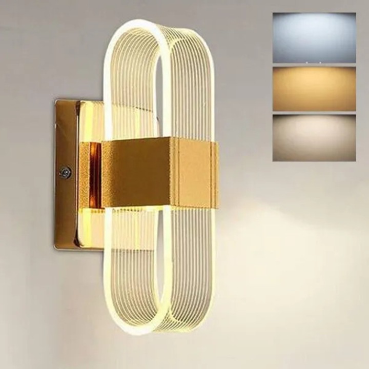 Aplica de perete LED, 12W, dimabil, 3 temperaturi de culoare, auriu, 20.5x10cm