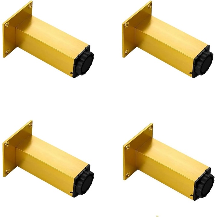 Picioare de mobilier reglabile, 4 bucati, argintii, 0-15 mm, pentru canapele, mese de cafea, mobilier de baie