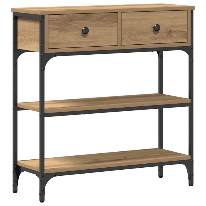 Masa de consola vidaXL, cu sertar Stejar Artizanal 72.5 x 25 x 75 cm