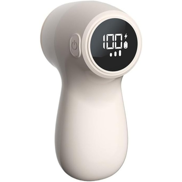 Aparat de tuns par, bej, portabil, cu plasa din otel inoxidabil, pentru indepartarea scamelor