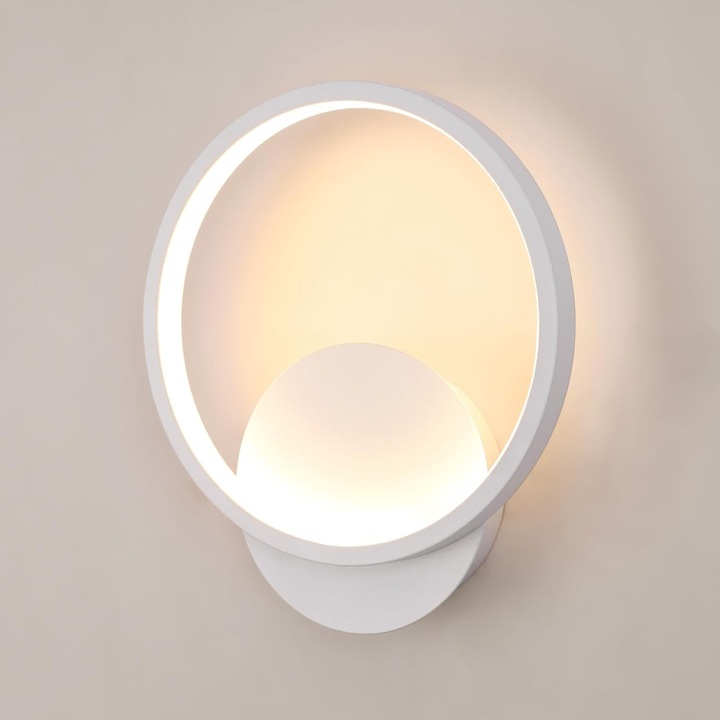 Aplica LED interior, 12W, 1350 lumeni, stil modern rotund, aluminiu, lumina calda 3000K, 23x20x5.5cm