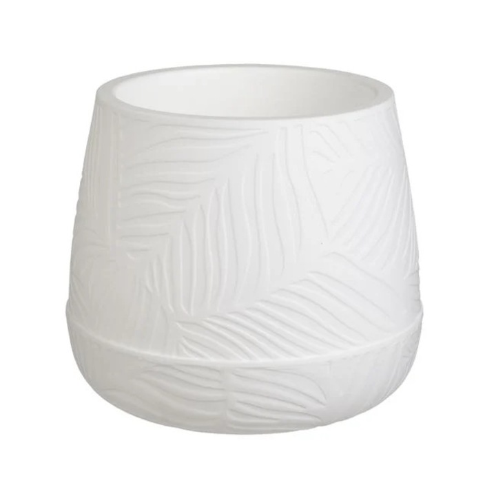 Ghiveci flori oval alb plastic 21.1x18cm decor fereastra