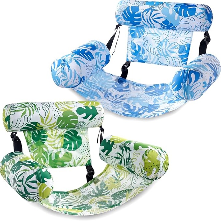 Set 2 scaune gonflabile pentru adulti, accesorii piscina, 30x16x24inch, multicolor