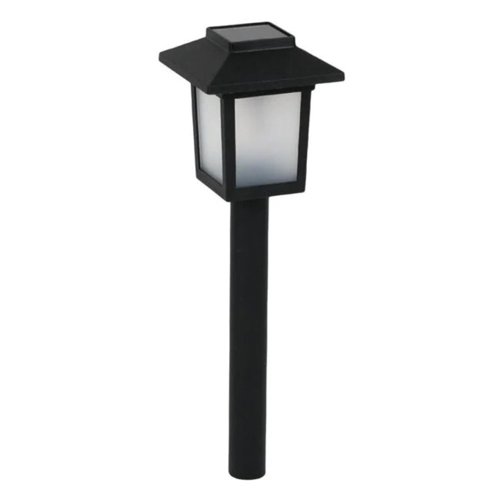 Lampa solara cu LED flacara din plastic negru 25cm
