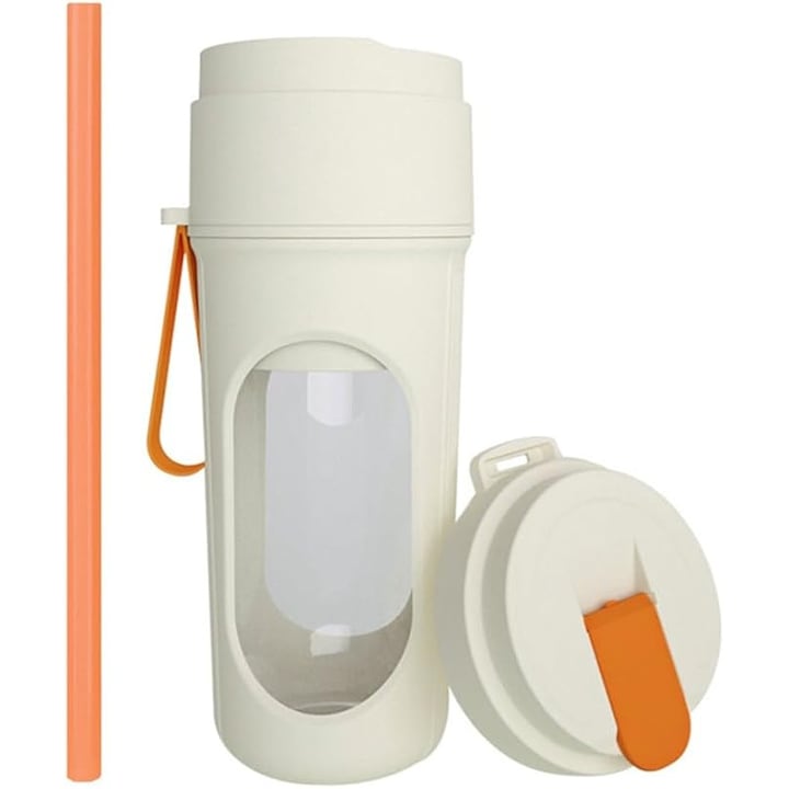 Blender portabil 330ml, 8 lame din otel inoxidabil, design cu capac, incarcare USB, usor de curatat