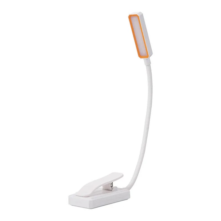 Lampa de citit alba cu trei moduri de intensitate, flexibila, portabila, pentru lectura nocturna, studiu si calatorii