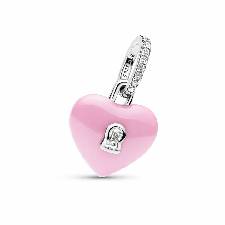 Talisman Pandantiv Pink Heart Cu Argint