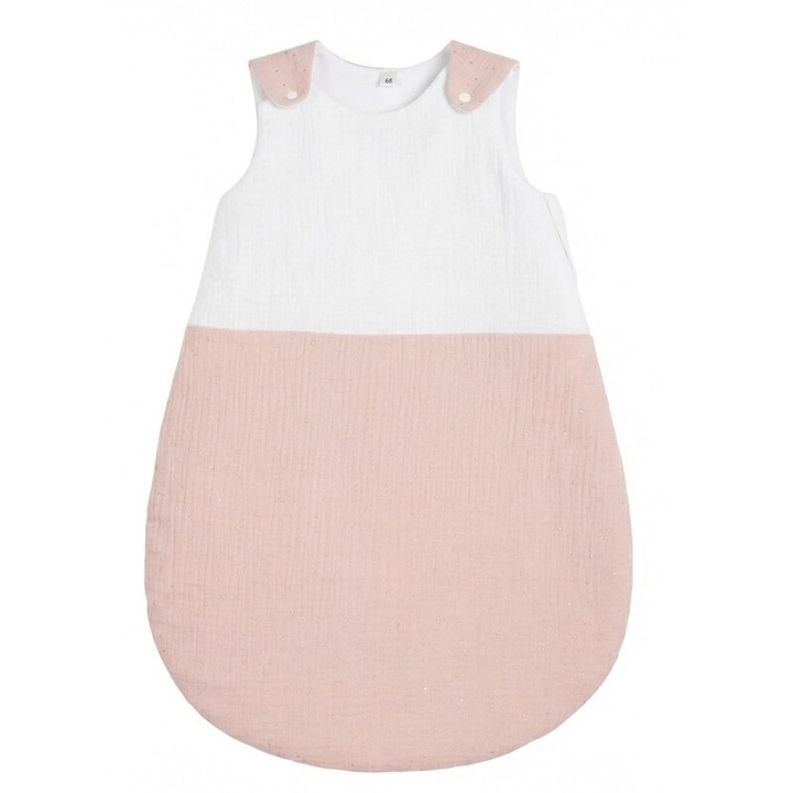 Sac de dormit din muselina, fara umplutura, bulinute metalice, roz 52-68 CM