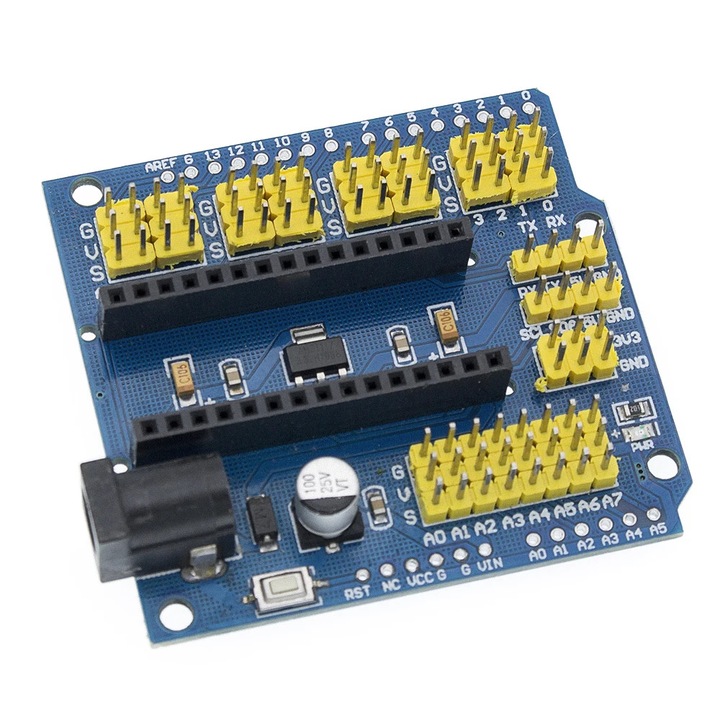 Modul extensie UNO Shield/Nano Shield pentru Arduino Nano, 14 pini I/O, 8 pini analogici, multicolor