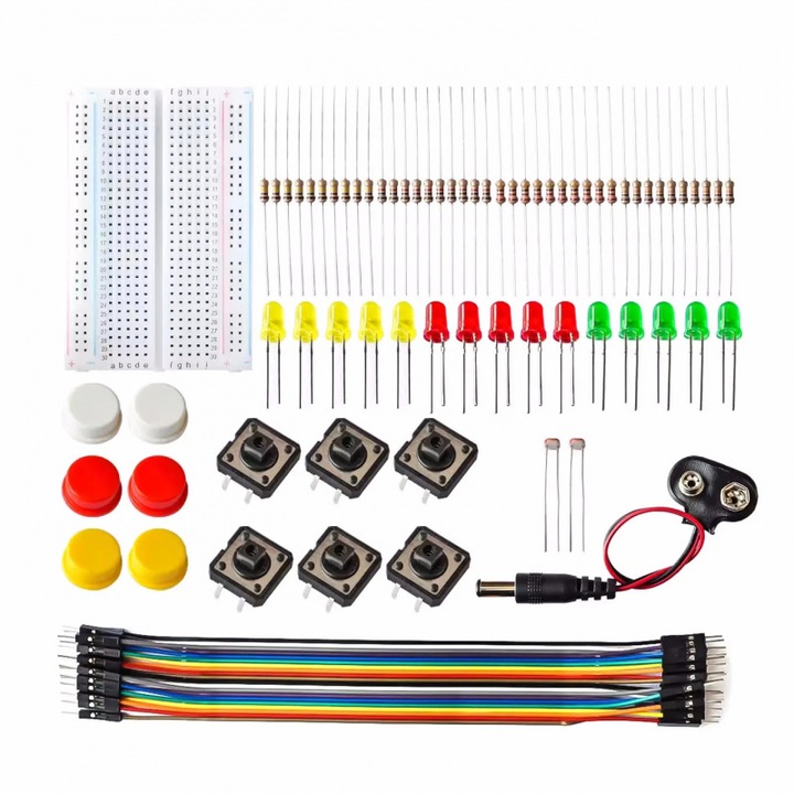 10 az 1-ben kezdőkészlet, kis próbapanel, jumper kábel, gomb Arduino-hoz, szett