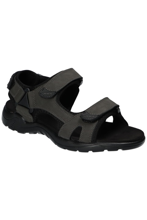Sandale barbatesti American Club CY194, din piele naturala, cu inchidere velcro si talpa antiderapanta, Negru/Gri, 40