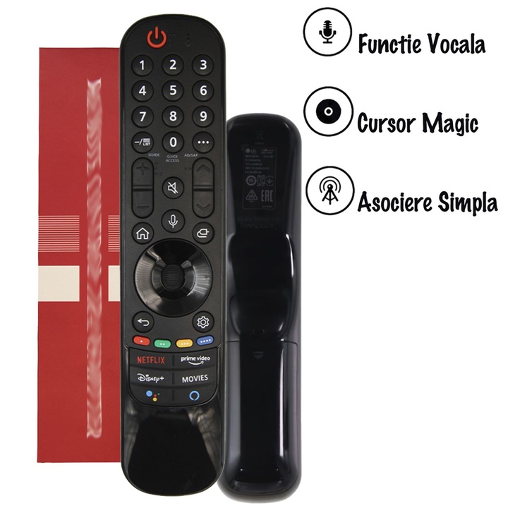 Magic Remote távirányító LG Smart TV-hez (2020-2022), MR21GA90 modell, hangvezérlés, egyszerű párosítás, fekete