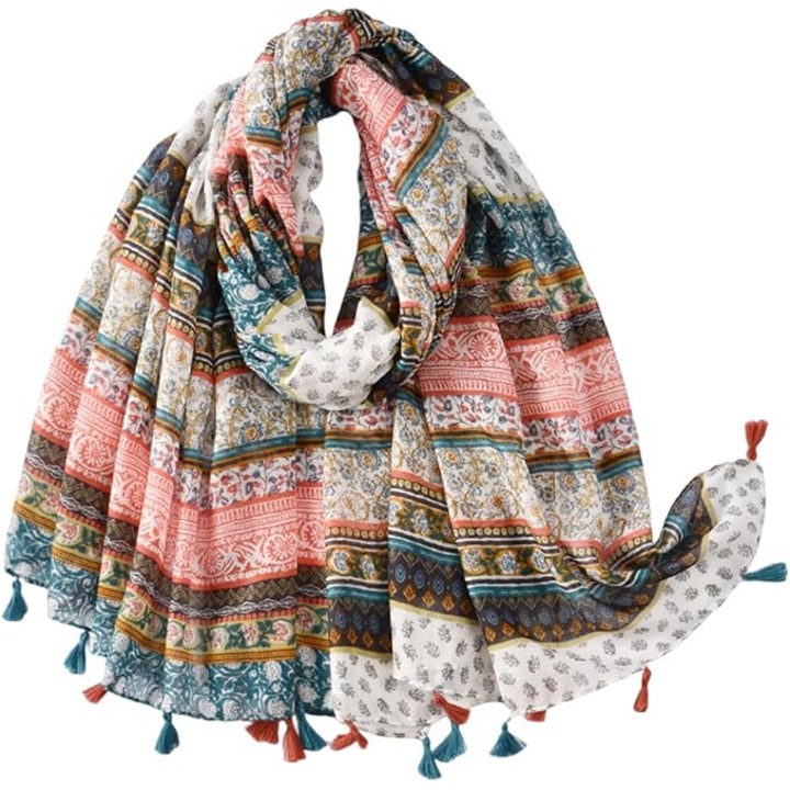 Esarfa dama, 85x180cm, bumbac premium, viscoza, multicolor, pentru ocazii speciale