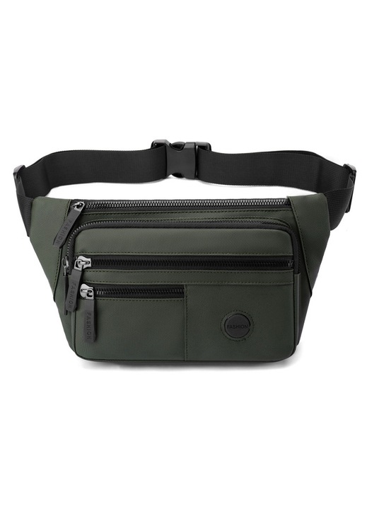 Férfi crossbody táska, egyszerű, sokoldalú, katonai zöld, cipzárral