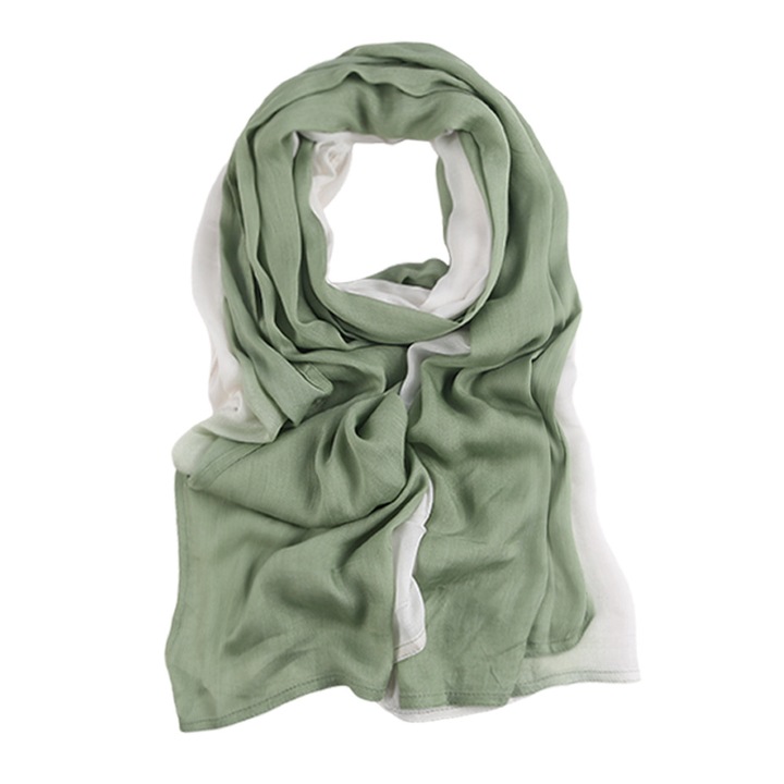 Esarfa lunga subtire cu margine larga, design gradient pictat manual, multicolor, material respirabil