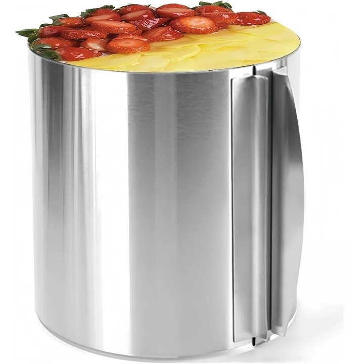 Forma prajituri ajustabila, 16-30 cm, 15 cm inaltime, din otel inoxidabil, rezistenta la caldura