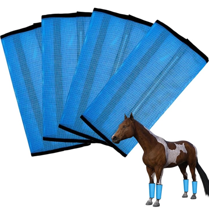 Botine de calarie, set de 4 piese, respirabile, multicolor, pentru protectia picioarelor cailor