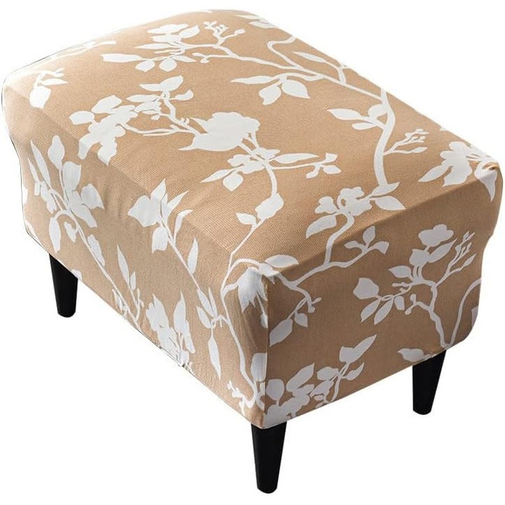 Husa pentru taburet rectangular, material elastic, protectie completa, alb, 60x40x44cm