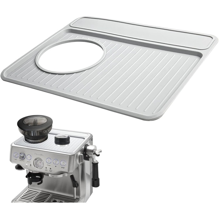 Masuta pentru aparat de cafea, silicon rezistent la zgarieturi, antiderapant, gri, 235x280x112mm