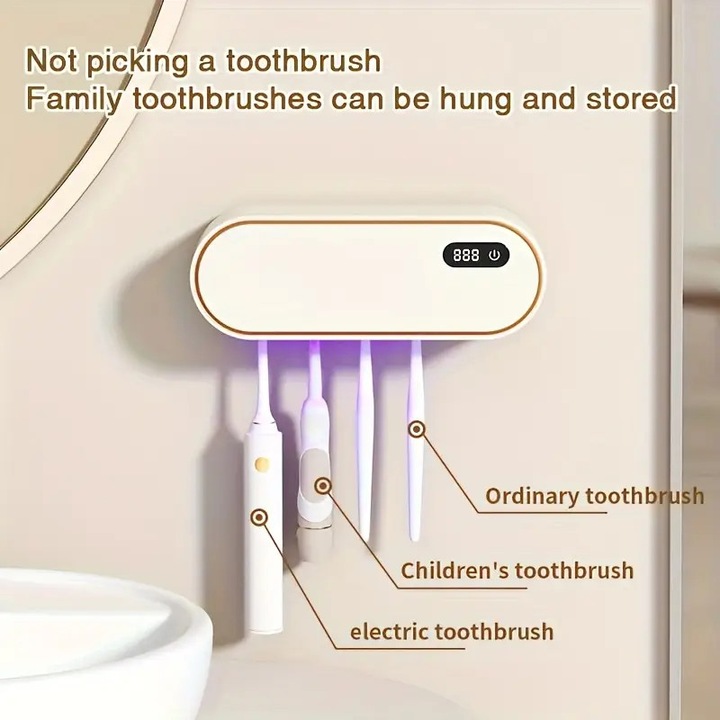 Suport inteligent pentru periute de dinti, rezistent la temperaturi ridicate, uscare rapida, multicolor