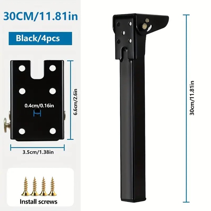 Picioare de masa pliabile, 30cm, metalice, set, pentru birou, masa de pat, masa de camping