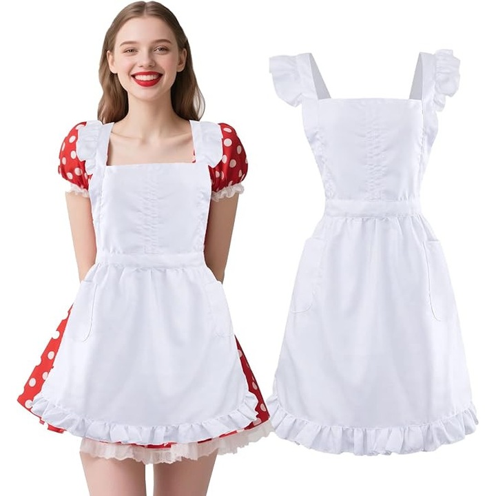 Sort retro pentru femei, alb, cu buzunare, costum de familie francez, set pentru petrecere Halloween