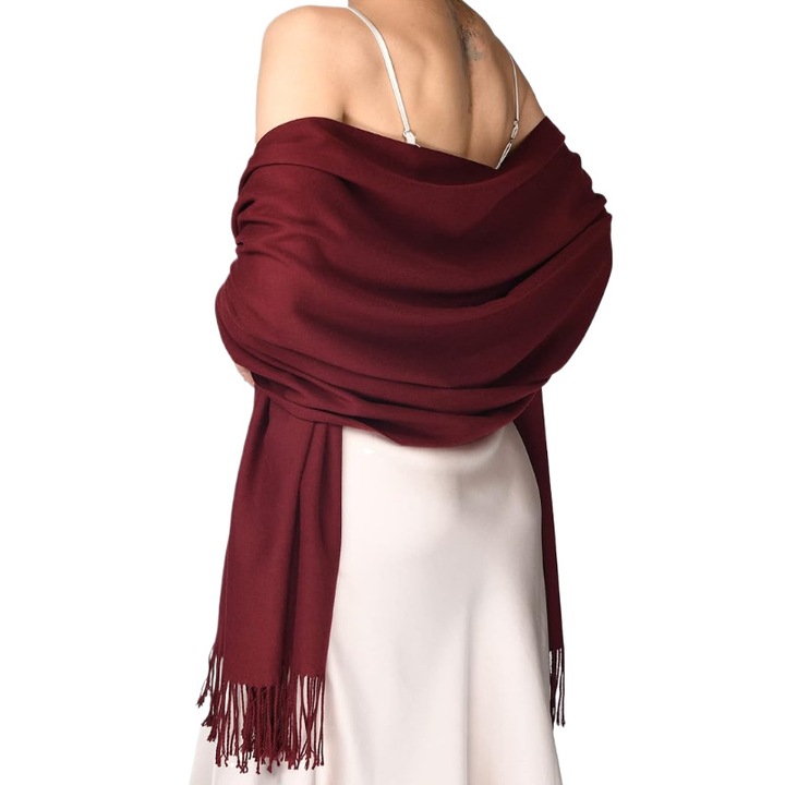 Esarfa dama, rosie, 200x70cm, design clasic, versatila pentru nunti si evenimente de seara