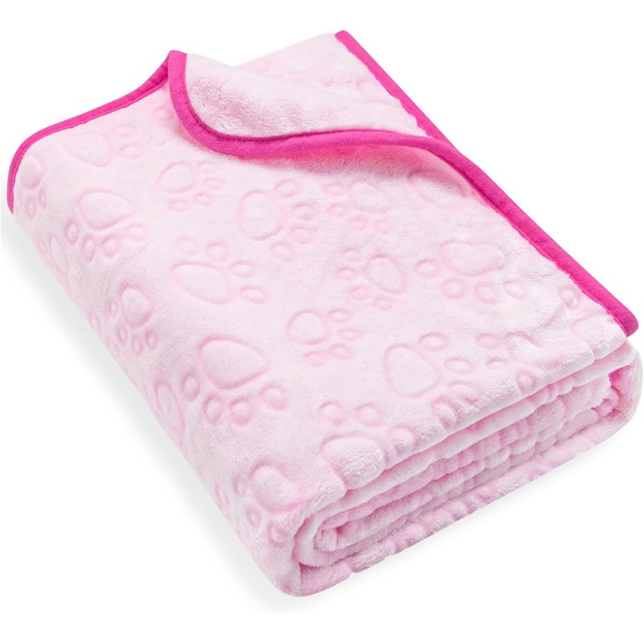 Patura pentru animale, 30x41 inch, design cu labute gri, material moale si calduros, ideala pentru caini de talie medie si pisici