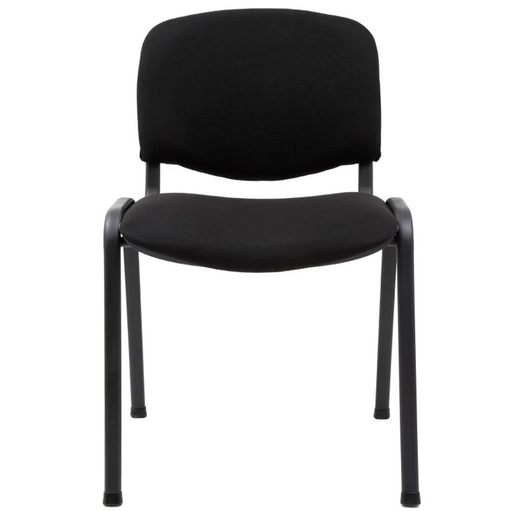 Scaun vizitor stivuibil cu cadru metalic, stofa, Negru