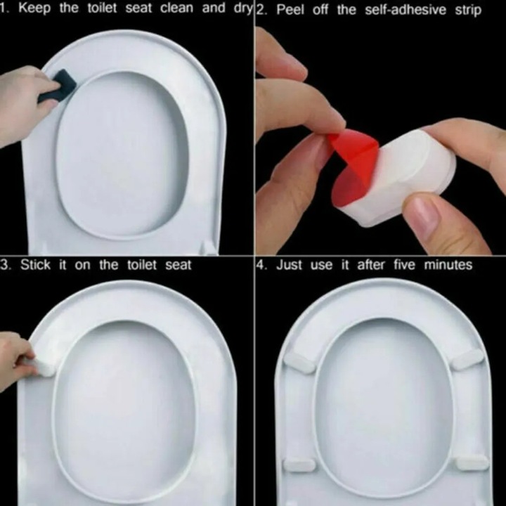 Set 4 perne pentru capac de toaleta, alb, 2x4.5 cm