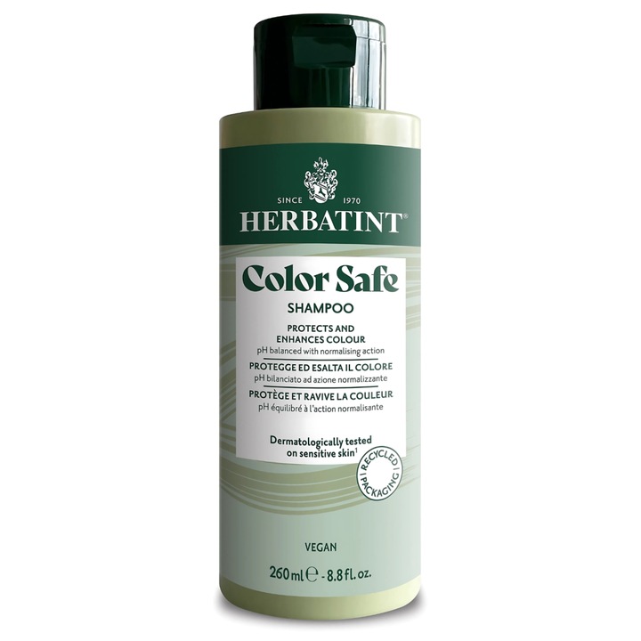 Șampon pentru păr Color Safe, Herbatint, 260 ml, protejează culoarea, vegan