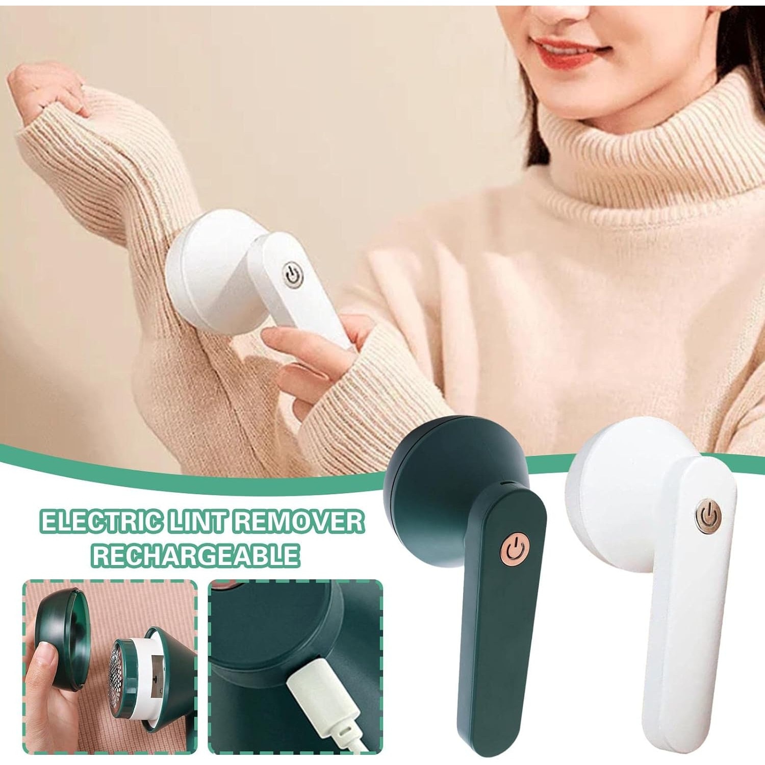 Aspirator portabil pentru haine, electric, USB, colectare rapida a scamelor, multicolor