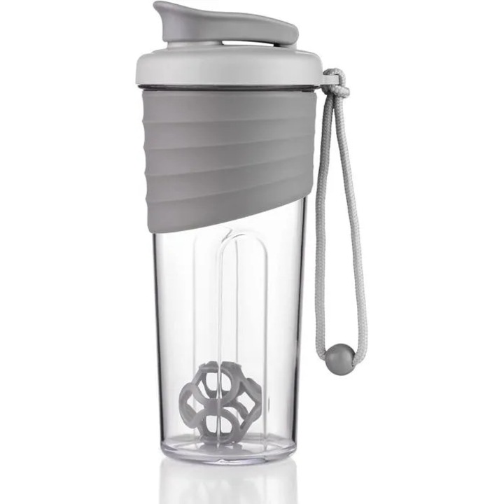Shaker fitness cu bila, 700 ml, gri