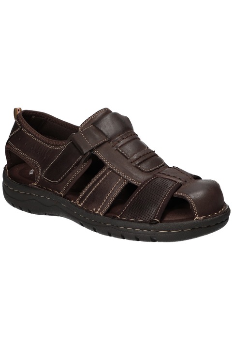 Sandale barbatesti inchise American Club CY195, din piele naturala, cu Memory Foam System, inchidere velcro si talpa antiderapanta, Coffee