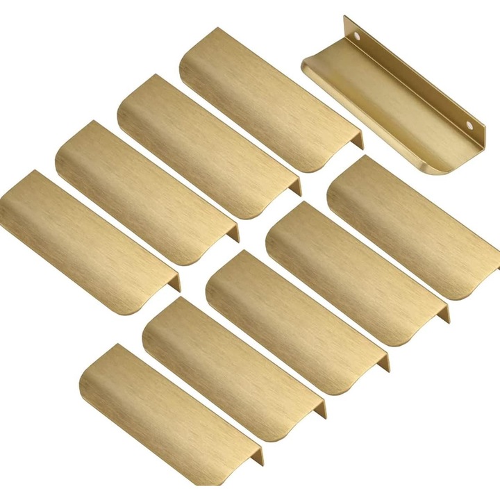 Set 10 manere pentru mobila, aur periat, aluminiu, 96mm x 120mm x 17.5mm x 40mm