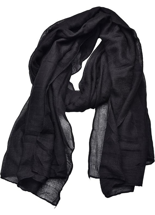 Esarfa dama neagra, material bumbac si poliester, 180x90cm, usoara si confortabila