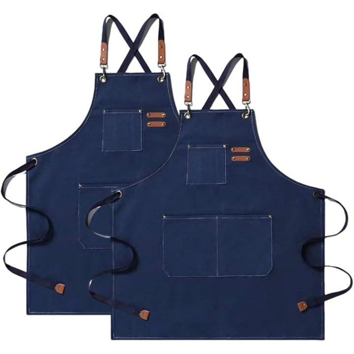 Sorturi bucatarie si gratar, 2 bucati, sorturi din panza, 3 buzunare, curele ajustabile, impermeabile, pentru barbati si femei