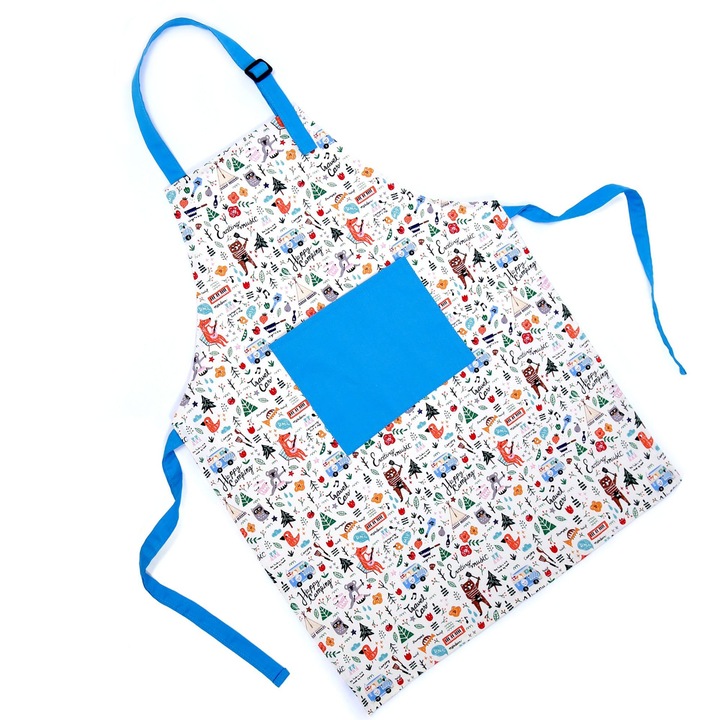 Sorturi bucatarie pentru copii, sort din bumbac, cu curea ajustabila, design dragut, 40x55cm