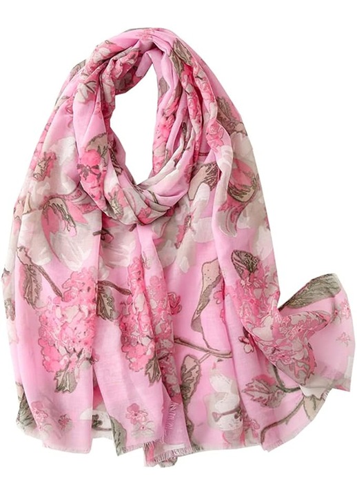 Esarfa dama, imprimeu floral si leopard, 180x90cm, usoara si moale