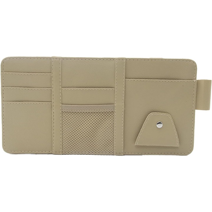 Organizator soare pentru vizor auto, PU, rezistent la uzura, pentru documente, multicolor