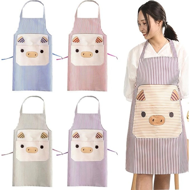 Set 4 sorturi bucatarie, 2 buzunare, ajustabile, unisex, multicolor, 75x71cm