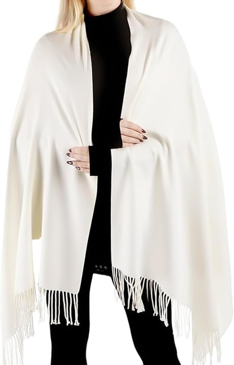 Esarfa dama, 200x70cm, off-white, design clasic, versatil pentru evenimente si nunti, set.