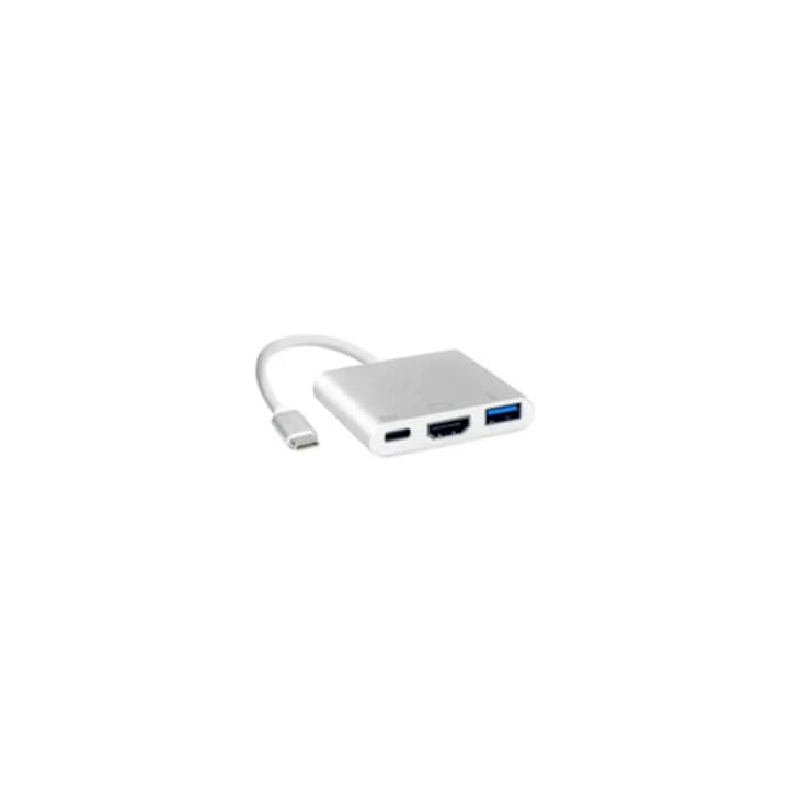 Cablu adaptor 3-in-1 USB-C, HDMI, USB 3.0, gri