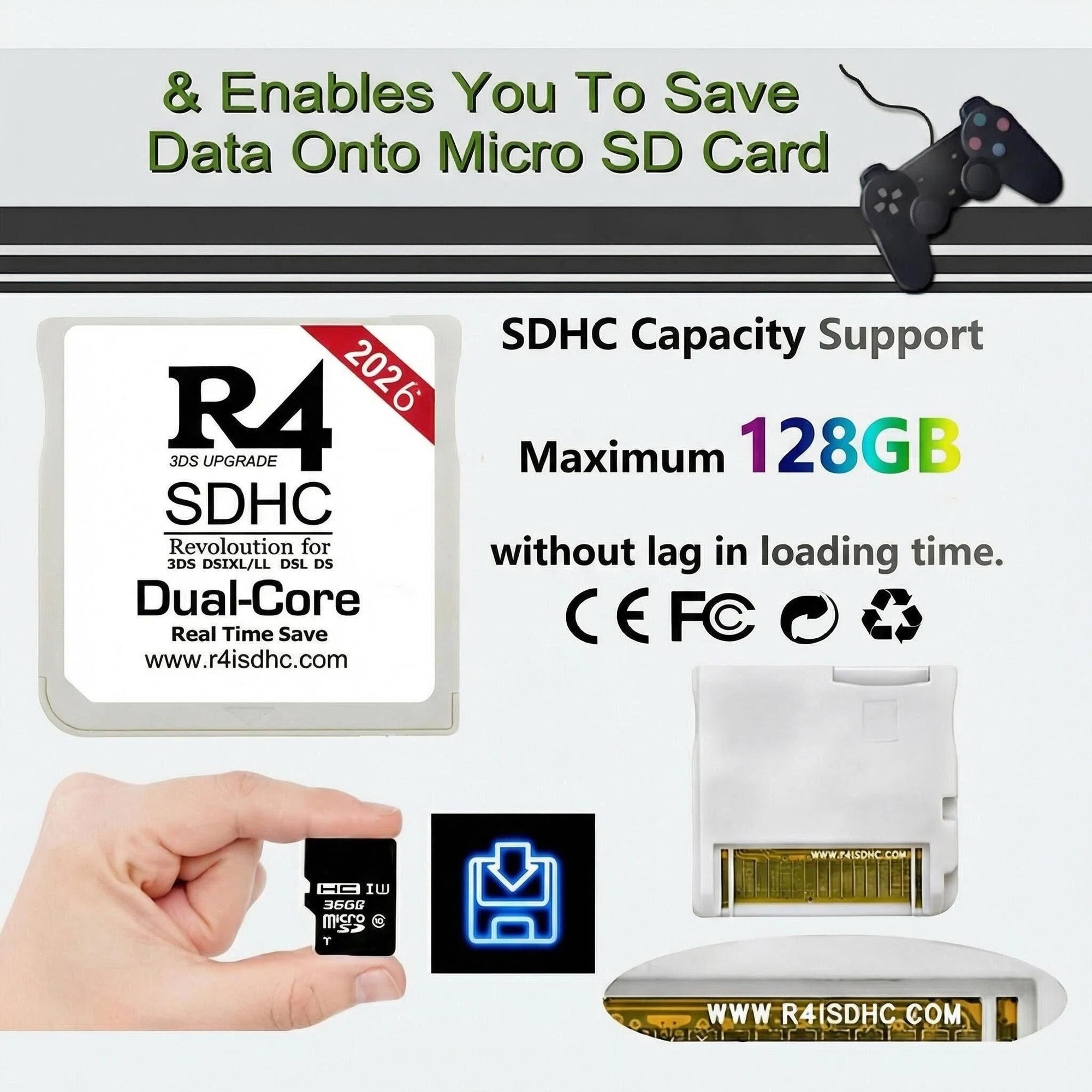 Card de Modare R4 SDHC RTS Lite 2026 compatibil Nintendo DS, NDSi, 3DS ...