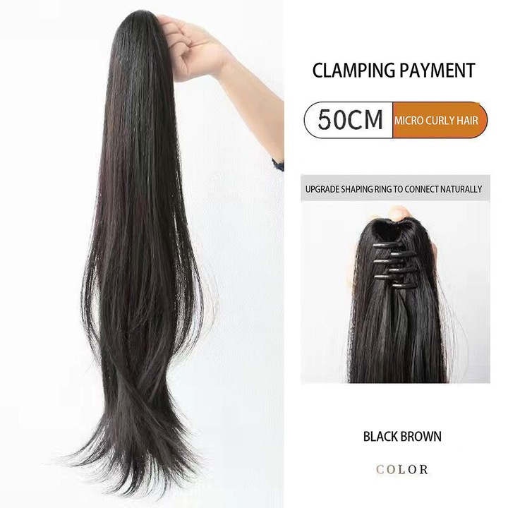 Par fals lung, coada mare ondulata, accesorii personalizate pentru par, 50cm, multicolor