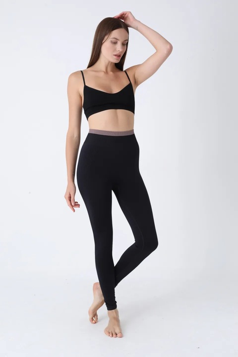 Colanti sport dama – negri, cu banda maro